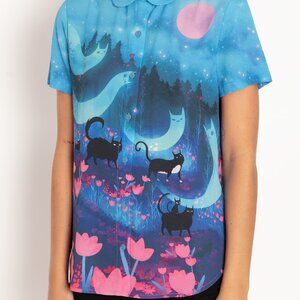 Black Milk Kitty Parade Button Up Shirt